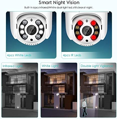 Безбедносна камера на Бесдерсес, на отворено, водоотпорни фотоапарати за домашна безбедност 360 ° панорамски со ноќно гледање,
