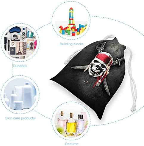 Пиратски Череп Платно Чанта За Складирање Торба За Влечење За Повеќекратна Употреба Торбичка Торбичка Торба За Намирници За Домашно