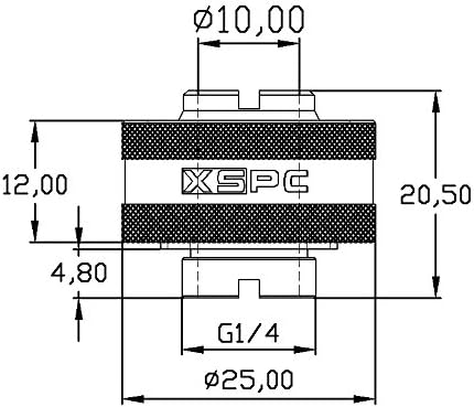XSPC G1/4 до 1/2 ID, 3/4 OD Компресија Фитинг V2 За Меки Цевки, Црна Хром, 6-Пакет