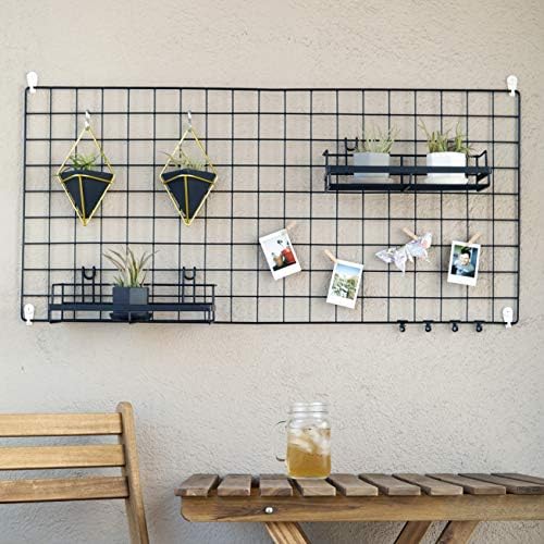 Wireица висечка wallидна решетка - црна - домашен декор - канцеларија за складирање и организатор - Полароиден фотограг - виси на растенија -
