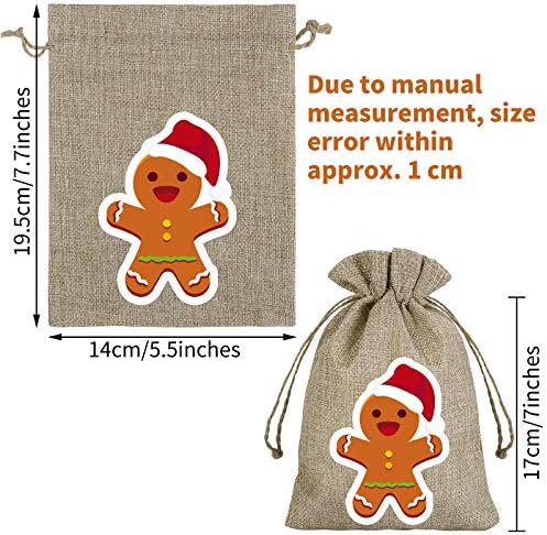 Affoco 24 пакувања Божиќни куќи за подароци за подароци за бонбони кеси за складирање на бонбони јута презентирани торби за завиткување 6 стилови на забава фаворизираа