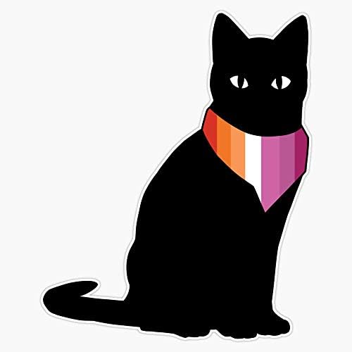 Лезбејска гордост мачка налепница на отворено винил налепница за прозорци, браници, лаптопи или занаети 5 “