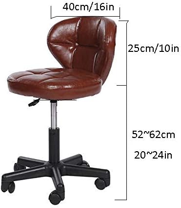 Прилагодлива висина на столицата на тркалото ， вртливата убавина столче со црно синтетичко кожено седиште ， прилагодлива висина 52-62