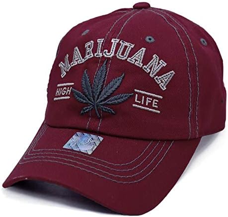 Дизајн на лисја од марихуана со висок живот 420 неструктурирана капа капа за бејзбол