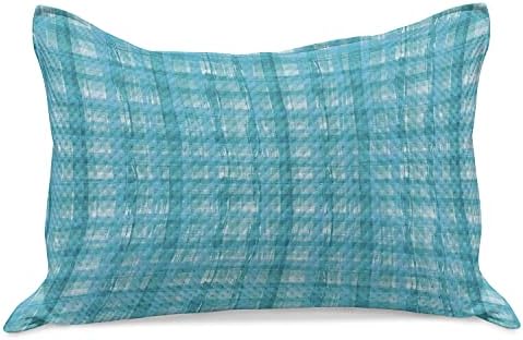 Амбезон Апстрактни плетени ватенка перници, морски стил нацртани четки ленти монохроматски карирани инспирирани, стандардна покривка за перница со големина на кр