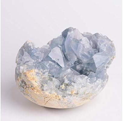 Stonestory Natural Blue Celestite, лекувачки кристал Кластер Геоде минерален примерок од камен карпест скапоцен камен за декорација
