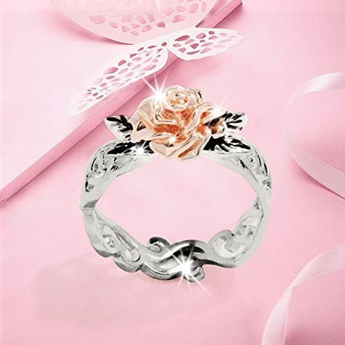 Плус големина прстени за накит прстен свадба дијамант природни рози прстени златни свадбени бендови за жени