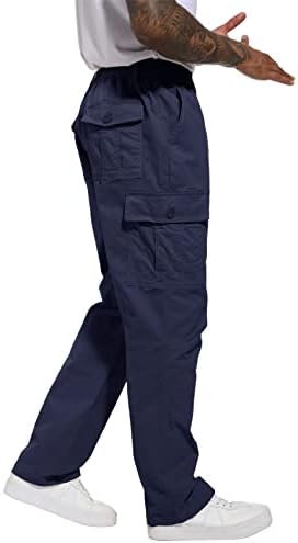 Карго панталони Magcomsen за мажи ругуларни вклопуваат обични памучни панталони на отворено лесни панталони со повеќе џебови