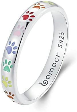 Бисаер 3мм 3,4мм печатен прстен S925 Стерлинг сребрен прстен кученце куче мачка шепа прстен, разнобоен милениче печатење емајл