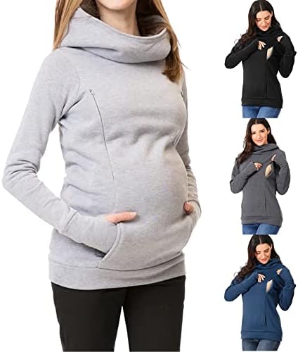 Womenените доилки со дуксери со качулка со аспиратор за бремени жени со долги ракави доење пулвер со џеб