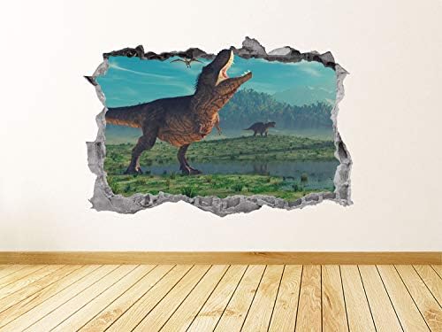 Диносаурус wallидна декларална уметност размачкана 3Д графичка t rex wallидна налепница вулкан јура светски постер за мурали