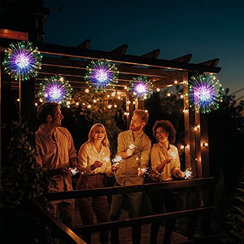 Perzoe ​​150 LED огнометни светла LED бакарна жица Starburst String Lights 8 режими Водоотпорна бакарна жица Декоративни висечки светла starвездени