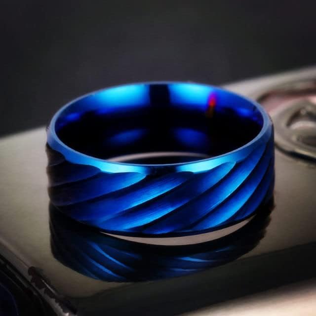 Колезо 8мм сребрен прстен во вода на прстените за маж и жени Персонализирани прстени Прилагодете го врежаниот прстен-42524
