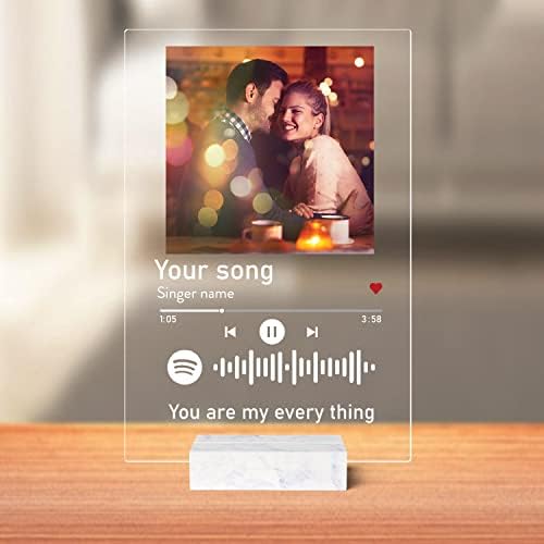 Плакети За песни Персонализирана Акрилна Песна Со Фото-Скенирачки Код За Песна Печатете Ги Вашите Песни Плакета-Подароци За Тато