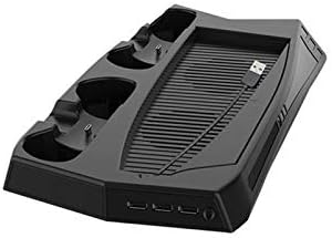 ICGSHOP ЗА PS5 Pro Станица За Полнење Со Вентилатор За Ладење, Insten PS5 Двојна Контролер Полнење Приклучок Во Вертикална Штанд Дизајн со 3 USB Центар За Полнење Порти, Двојна К?
