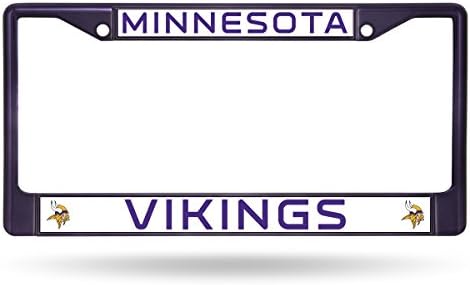 Стандардна рамка за регистарски таблички со хромирани таблички во NFL Rico, Викингс Минесота - Виолетова, тимска боја, 6 x 12,25 инчи