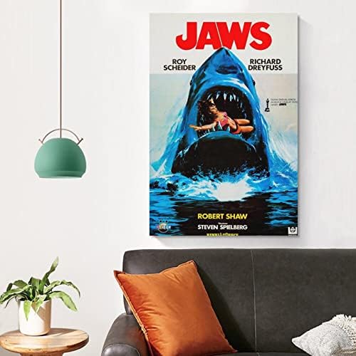 Qlazo Jaws Movie Gronight Poster Canvas Print Art Whale Wall Art Decor Poster for Modern Homes Office Spoice 12x18inch