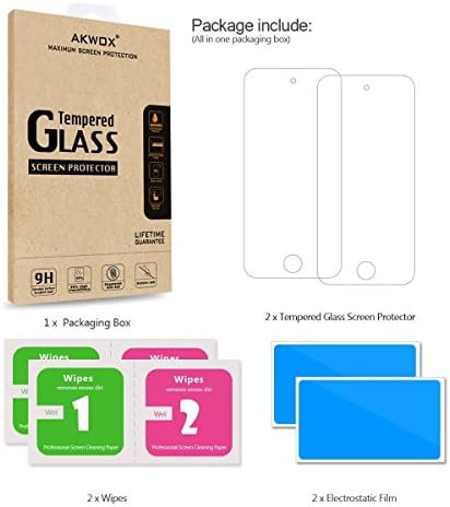 [Темпречено стакло] Заштитник на екранот за iPod Touch 6g / 5g, Akwox [0,33mm Ultra Think 9H тврдоста 2,5D тркалезен раб] со гаранција за замена