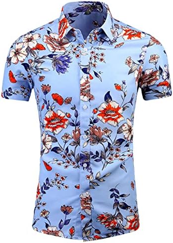 2023 Ново лето Нов машките маички со кратки ракави со кратки ракави плус големина модна обична плажа полиестерска кошула случајна