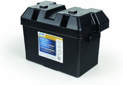 Camco голема кутија за батерии со ленти и хардвер - Група 27, 30, 31 | безбедно ги чува RV, автомобилски и морски батерии | Мерки во 7-1/4