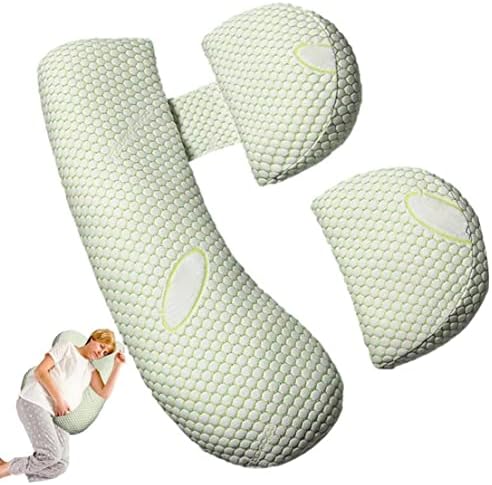 Перница за бременост, породилна перница за бремени жени со одвојување и прилагодлива капа на перница - Поддршка за стомак, грб, нозе,