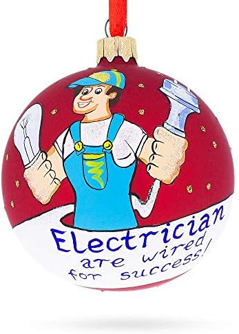 Електричар со алатки Божиќна украс за стакло топка 3,25 инчи