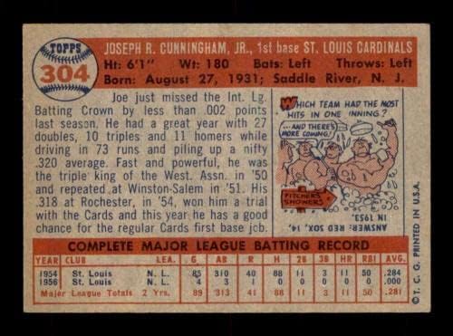 304 oeо Канингам - 1957 година Бејзбол картички на Топс, оценети EXMT/EXMT+ - Бејзбол плоча со автограмирани гроздобер картички