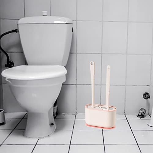 Четка За тоалет, 3 Парче Средство за Чистење Бања Со Вентилиран Држач – Ѕиден Тоалет Брзо Сушење Стапче Долга Рачка Меки Силиконски