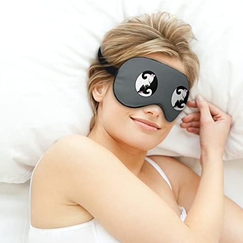 Јин јанг мачки меки маски за очи со прилагодлива лента лесна удобна слепило за спиење