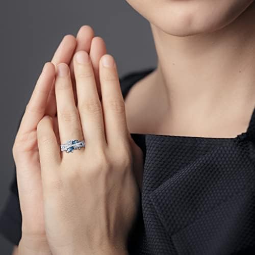 2023 Нов накит Спарлив сет накит Спинел луксузен прстен за жени постави сини деликатни прстени невеста прстен
