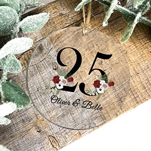 25 -годишнината на годишнината Божиќна акрилик украс на годишнината Име на датум на датум на датум на датум на украси Здраво Зимски украс