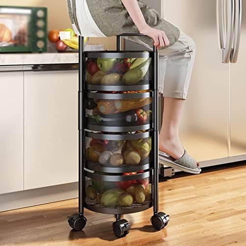 Xxxdxdp повеќеслојна кујна за складирање на кујната, ротирачки корпа за кошарка, зеленчук и овошје решетка за кујна за складирање