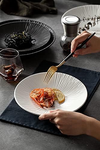 Јусалфа сет од 4-јапонски стил на порцелански плочи, разноврсни плочи за кружни сервиси за појадок, салата, бифтек вечера, PL018