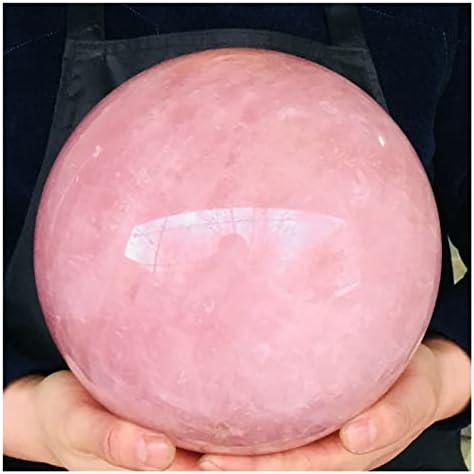 Кристална топка, природна розова розова роза кварц Кристална исцелување топка сфера +штанд