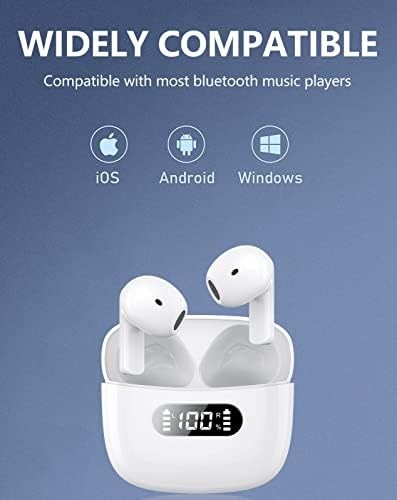 Bluetooth слушалки безжични уши за iPhone/Android, откажување на бучава и контрола на допир Bluetooth 5.2 слушалки со куќиште за полнење