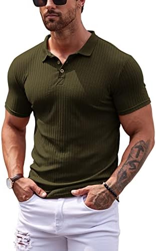 Yrw Мажјава маичка со кратки ракави за кратки ракави со цврста боја на половни кошули во боја, класични ребрести кошули за голф, кошула