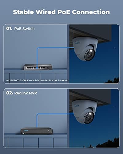 Reolink 12MP POE IP камера на отворено, камери за надзор на куполи со широк агол од 93 ° за безбедност на домот, откривање на човечко/возило/домашно