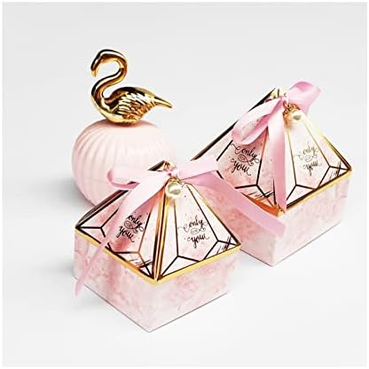 Лианаи Суијуан хартија кутија за подароци скапоцен камен кутија за бонбони со свадба со лента за свадби за свадба Декорација за пакување