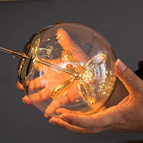 LED стаклена топка кристална скалила за приврзоци за приврзоци за дневна соба со долги осветлување