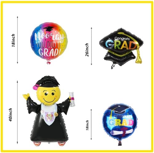 7 парчиња Балони За Дипломирање Во Градинка, Украси За Дипломирање Во Градинка Насмеани Емоџи Балони За Дипломирање Со Балони
