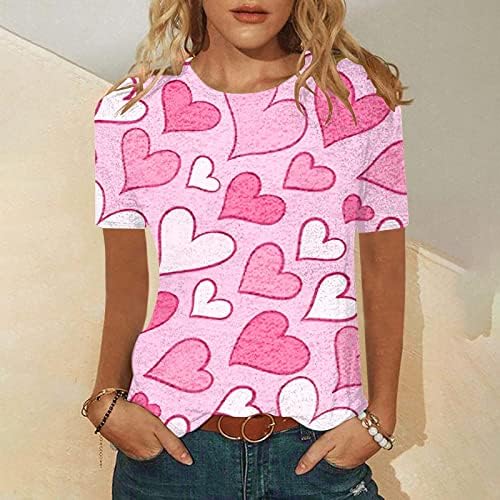 Womenените сакаат графички маички за срце, графички долг ракав Среќни кошули за Денот на вineубените