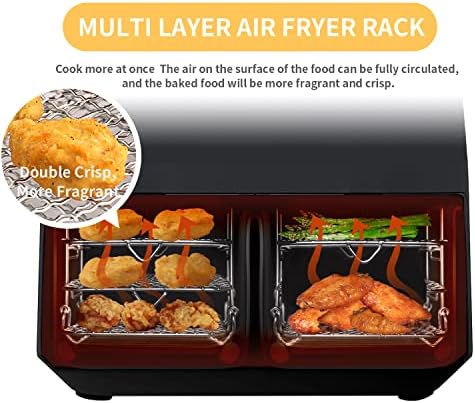 Воздухот за пржење на воздухот Компатибилен со Fryer Ninja Dual Air, Food Safe Diryfielce Steel Multi-слој дехидратор решетката за тост