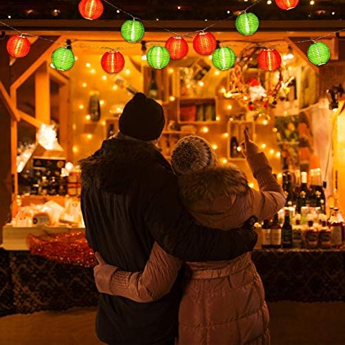 Божиќен фенер Стринг светлина 10 ft 20 LED црвени зелени фенерички светла батерии за лесна декорација за Божиќна забава карневал Нова