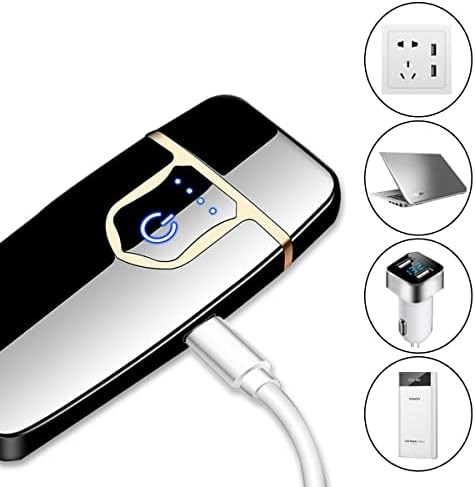 Cozylife Smart Electricer, запалка за полнење со USB, полесен за палење, ултра-тенки допир со двојни лак сензори полесни за вашето