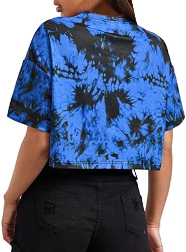Женски летни врвови смешни маици за жени дами блузи со тркалезни маици со вратот долги црни кошули за истегнување жени