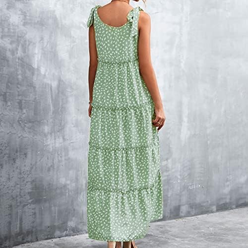 Прилагодливи ленти се облекуваат естетски обични лабави плетени летни фустани за жени прашкави плажа без ракави фустан за жени