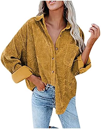 Prdecexlu долга убава есен кошула со долг ракав за дами дома памучен џеб лапел надворешна облека мека удобност цврста боја