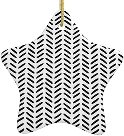Црна и бела шема 2022 Божиќен керамички приврзок за украсување на елката