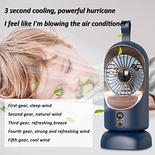 Преносни климатизери, 5 брзини нем преносни AC USB Chargable Calleging Fan, тивок личен ладилник за воздух за дома, спална соба,