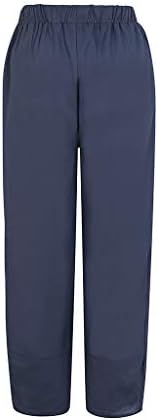 Памучни памучни панталони, летни обични чисти дневни панталони трендовски високи половини удобни широки нозе исечени права панталони
